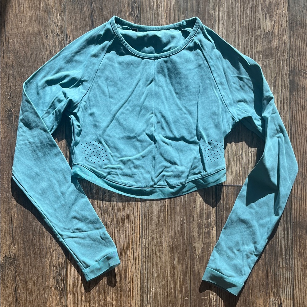 GYMSHARK Teal Long Sleeve Crop Top
